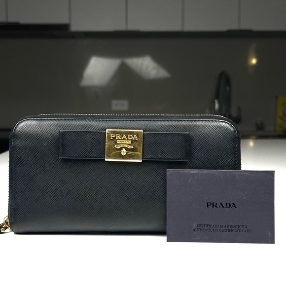 Prada Handbags - Prada Saffiano Leather Bow Wallet